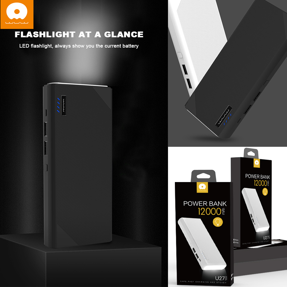 Batterie externe WUW U27 12000 mAh avec 2 sorties USB – Image 3